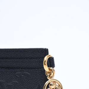 新品同様品 LOUIS VUITTON ルイヴィトン カードケース アンプラント ポルトカルト LVチャーム M82132 ノワール ブラック ゴールド金具 中古 4a007910
