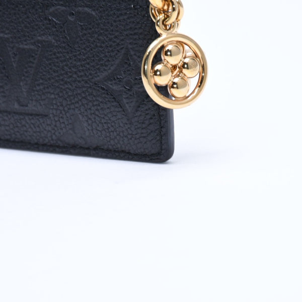 新品同様品 LOUIS VUITTON ルイヴィトン カードケース アンプラント ポルトカルト LVチャーム M82132 ノワール ブラック ゴールド金具 中古 4a007910