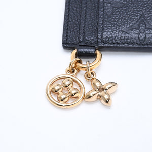 新品同様品 LOUIS VUITTON ルイヴィトン カードケース アンプラント ポルトカルト LVチャーム M82132 ノワール ブラック ゴールド金具 中古 4a007910
