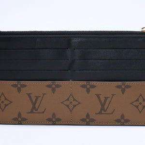 Very Good Condition LOUIS VUITTON Slim Purse Long Wallet M80390 Maron Black Monogram Reverse Gold Hardware Used 4a007907