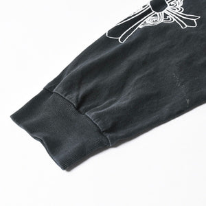 新品未使用 クロムハーツ sopo&water T- Shirt 長袖シャツ スクロールラベル クロス ヴィンテージ加工 プリント ブラック 中古 4a008366