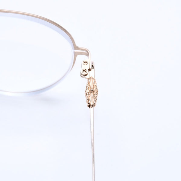 極美品 CHROME HEARTS クロムハーツ PAIRASS メガネ アイウェア メタル ゴールドフレーム 40384777 サイズ53◻︎21-134 中古 4a007915