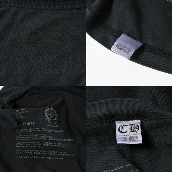 新品未使用 クロムハーツ sopo&water T- Shirt 長袖シャツ スクロールラベル クロス ヴィンテージ加工 プリント ブラック 中古 4a008366