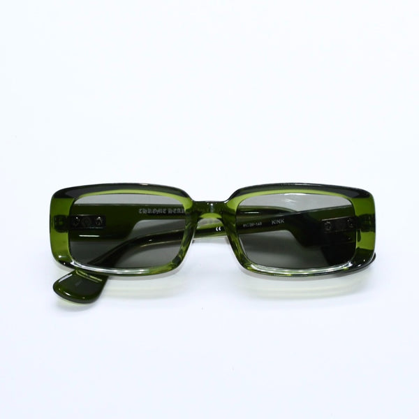 極美品 CHROME HEARTS クロムハーツ サングラス サイズ51□20-143 CH プラス ピラピッド クリアグリーン 中古 4a008365