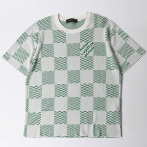 Very Good Condition LOUIS VUITTON 24SS Knit T-shirt RM241 AUR HQN85W Size XL Green White Used 4a008298