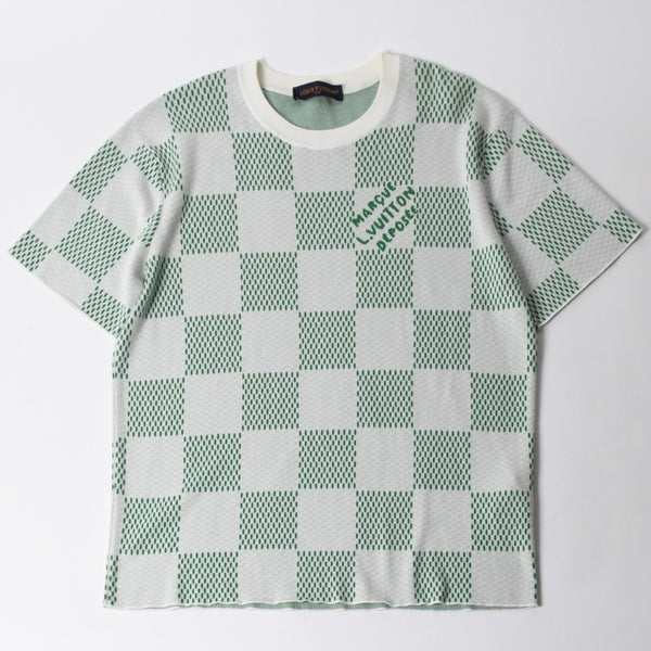 Very Good Condition LOUIS VUITTON 24SS Knit T-shirt RM241 AUR HQN85W Size XL Green White Used 4a008298