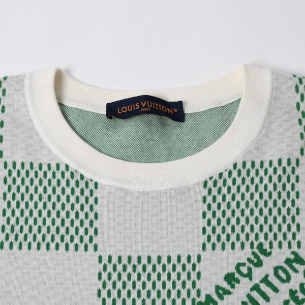Very Good Condition LOUIS VUITTON 24SS Knit T-shirt RM241 AUR HQN85W Size XL Green White Used 4a008298