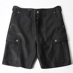 新品未使用 CHROME HEARTS クロムハーツ DEVIL DOG レザーパンツ サイズ36 クロスボールボタン スクロールラベル ブラック シルバー925 中古 4a008360