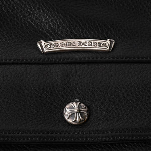 新品未使用 CHROME HEARTS クロムハーツ DEVIL DOG レザーパンツ サイズ36 クロスボールボタン スクロールラベル ブラック シルバー925 中古 4a008360