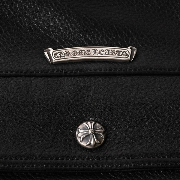 新品未使用 CHROME HEARTS クロムハーツ DEVIL DOG レザーパンツ サイズ36 クロスボールボタン スクロールラベル ブラック シルバー925 中古 4a008360
