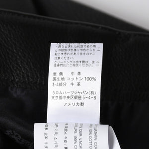 新品未使用 CHROME HEARTS クロムハーツ DEVIL DOG レザーパンツ サイズ36 クロスボールボタン スクロールラベル ブラック シルバー925 中古 4a008360