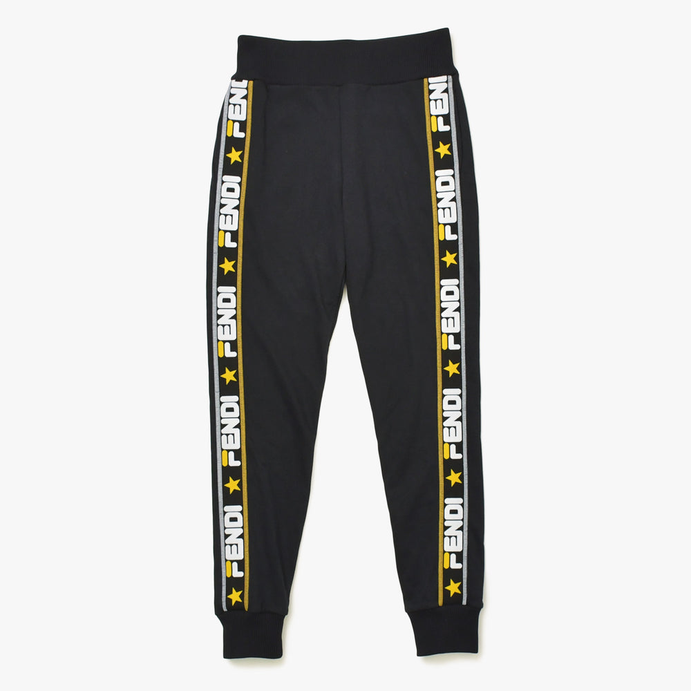 FENDI フェンディ × Fila フィラ Black Knit Logo Band Trim Jogger Pants サイズ40 ブラック イエロー ホワイト FAB156 A6JO 美品 中古 4a008300