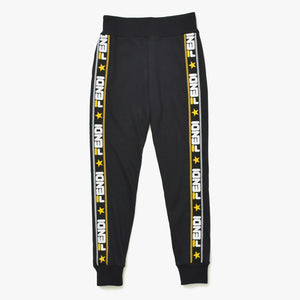 FENDI フェンディ × Fila フィラ Black Knit Logo Band Trim Jogger Pants サイズ40 ブラック イエロー ホワイト FAB156 A6JO 美品 中古 4a008300