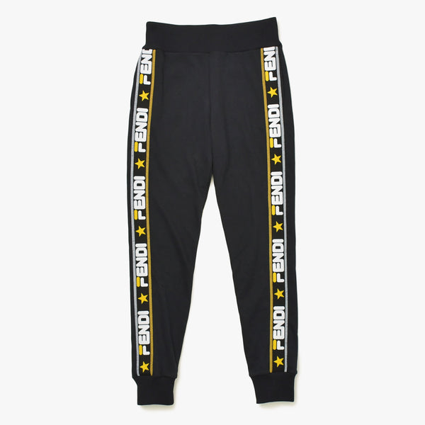 FENDI フェンディ × Fila フィラ Black Knit Logo Band Trim Jogger Pants サイズ40 ブラック イエロー ホワイト FAB156 A6JO 美品 中古 4a008300