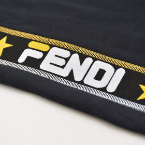 FENDI フェンディ × Fila フィラ Black Knit Logo Band Trim Jogger Pants サイズ40 ブラック イエロー ホワイト FAB156 A6JO 美品 中古 4a008300