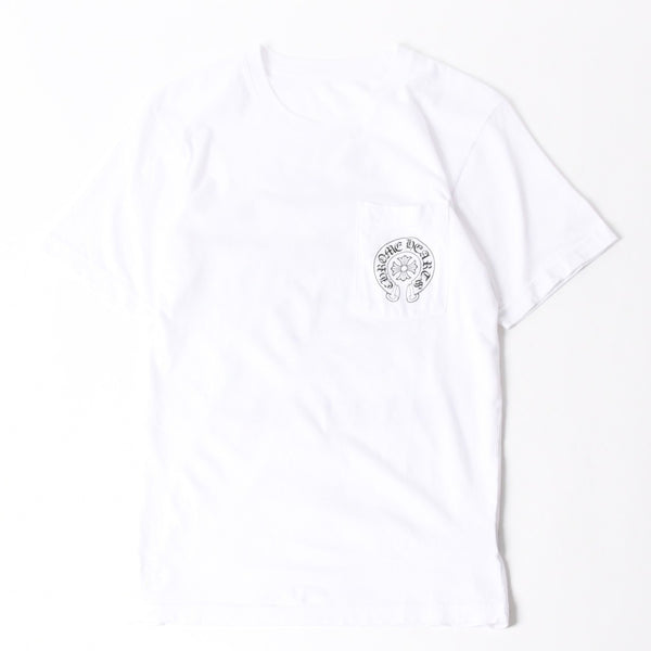CHROME HEARTS クロムハーツ ホノルル限定 半袖ポケットTシャツ ホースシュー CHロゴ CHシャイン スパイラルロゴ Sサイズ ホワイト 美品 中古 4a008310