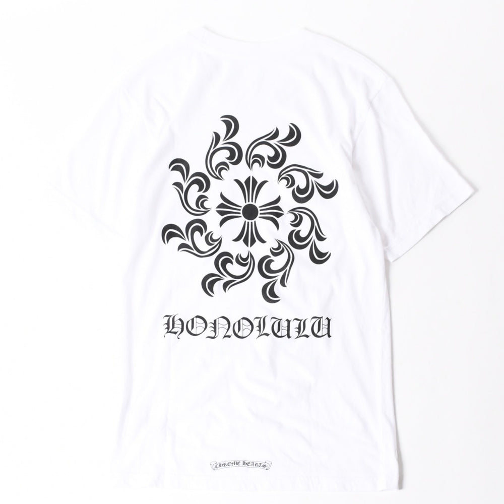 極美品 CHROME HEARTS クロムハーツ ホノルル限定 半袖ポケットTシャツ ホースシュー CHロゴ CHシャイン スパイラルロゴ Sサイズ ホワイト 中古 4a008310