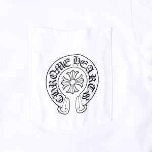 CHROME HEARTS クロムハーツ ホノルル限定 半袖ポケットTシャツ ホースシュー CHロゴ CHシャイン スパイラルロゴ Sサイズ ホワイト 美品 中古 4a008310