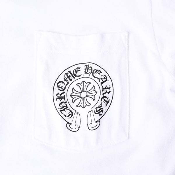 CHROME HEARTS クロムハーツ ホノルル限定 半袖ポケットTシャツ ホースシュー CHロゴ CHシャイン スパイラルロゴ Sサイズ ホワイト 美品 中古 4a008310