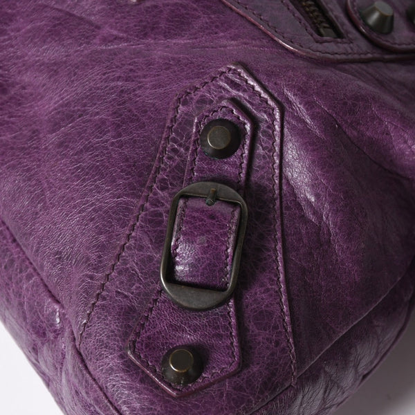 BALENCIAGA バレンシアガ ザ ファースト ハンドバッグ 103208 2WAY ショルダーバッグ パープル レザー ブロンズ金具 美品 中古 4a008319