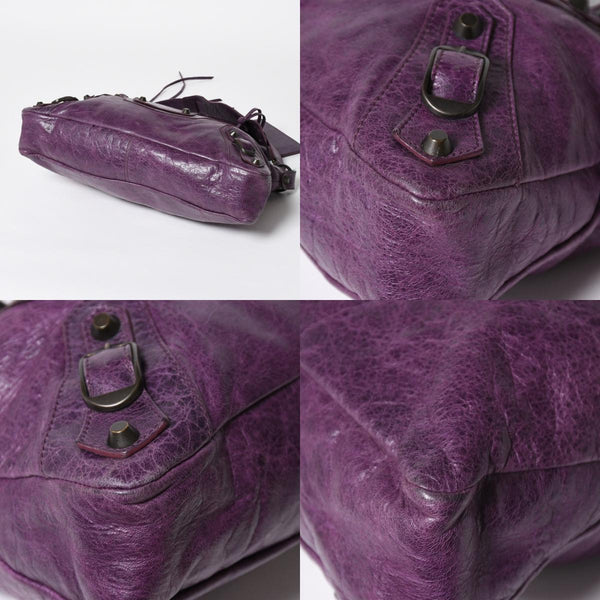 BALENCIAGA バレンシアガ ザ ファースト ハンドバッグ 103208 2WAY ショルダーバッグ パープル レザー ブロンズ金具 美品 中古 4a008319