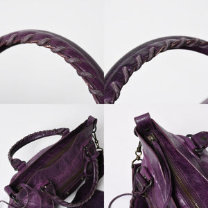 BALENCIAGA バレンシアガ ザ ファースト ハンドバッグ 103208 2WAY ショルダーバッグ パープル レザー ブロンズ金具 美品 中古 4a008319