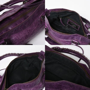 BALENCIAGA バレンシアガ ザ ファースト ハンドバッグ 103208 2WAY ショルダーバッグ パープル レザー ブロンズ金具 美品 中古 4a008319