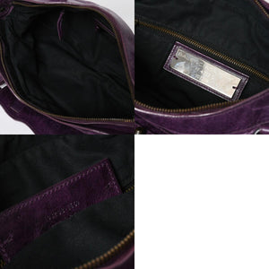 BALENCIAGA バレンシアガ ザ ファースト ハンドバッグ 103208 2WAY ショルダーバッグ パープル レザー ブロンズ金具 美品 中古 4a008319