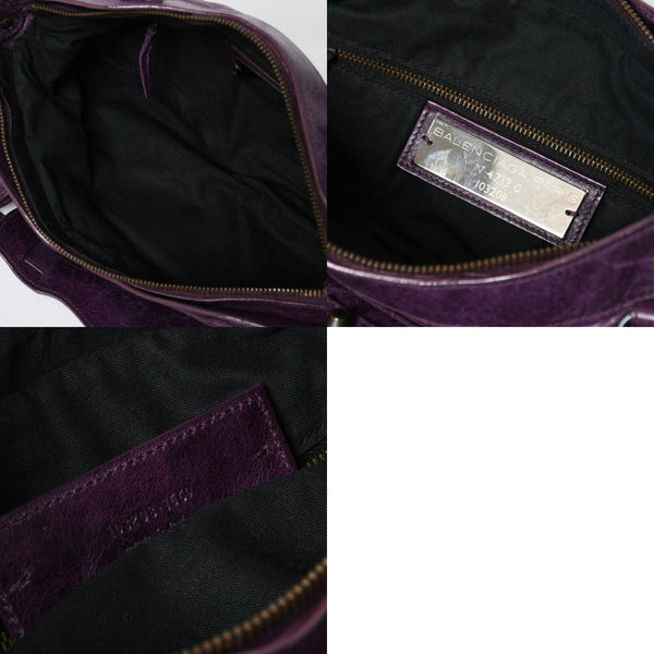 BALENCIAGA バレンシアガ ザ ファースト ハンドバッグ 103208 2WAY ショルダーバッグ パープル レザー ブロンズ金具 美品 中古 4a008319