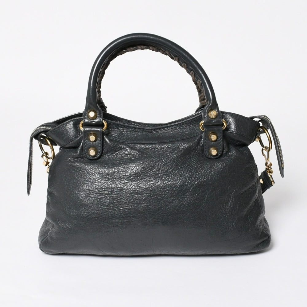 極美品 BALENCIAGA バレンシアガ ザ ファースト ハンドバッグ ショルダーバッグ グレー レザー 285434 ゴールド金具 中古 4a008336