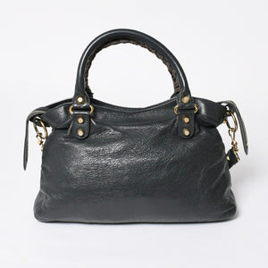 極美品 BALENCIAGA バレンシアガ ザ ファースト ハンドバッグ ショルダーバッグ グレー レザー 285434 ゴールド金具 中古 4a008336