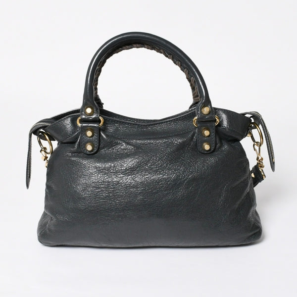極美品 BALENCIAGA バレンシアガ ザ ファースト ハンドバッグ ショルダーバッグ グレー レザー 285434 ゴールド金具 中古 4a008336