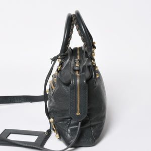 極美品 BALENCIAGA バレンシアガ ザ ファースト ハンドバッグ ショルダーバッグ グレー レザー 285434 ゴールド金具 中古 4a008336