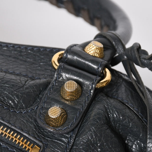極美品 BALENCIAGA バレンシアガ ザ ファースト ハンドバッグ ショルダーバッグ グレー レザー 285434 ゴールド金具 中古 4a008336