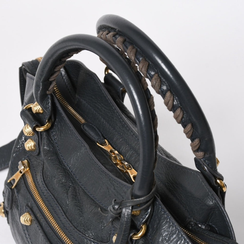 極美品 BALENCIAGA バレンシアガ ザ ファースト ハンドバッグ ショルダーバッグ グレー レザー 285434 ゴールド金具 中古 4a008336
