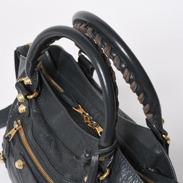 極美品 BALENCIAGA バレンシアガ ザ ファースト ハンドバッグ ショルダーバッグ グレー レザー 285434 ゴールド金具 中古 4a008336