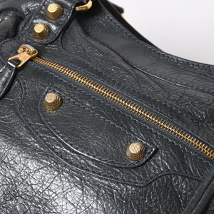 極美品 BALENCIAGA バレンシアガ ザ ファースト ハンドバッグ ショルダーバッグ グレー レザー 285434 ゴールド金具 中古 4a008336
