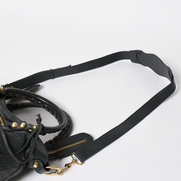 極美品 BALENCIAGA バレンシアガ ザ ファースト ハンドバッグ ショルダーバッグ グレー レザー 285434 ゴールド金具 中古 4a008336