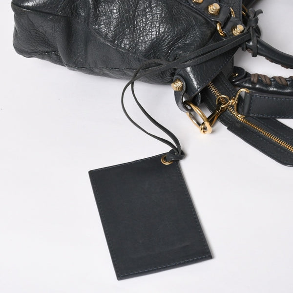 極美品 BALENCIAGA バレンシアガ ザ ファースト ハンドバッグ ショルダーバッグ グレー レザー 285434 ゴールド金具 中古 4a008336