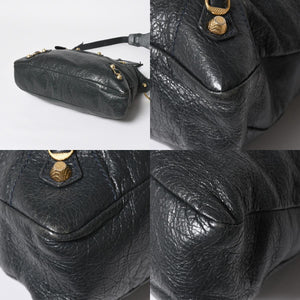 極美品 BALENCIAGA バレンシアガ ザ ファースト ハンドバッグ ショルダーバッグ グレー レザー 285434 ゴールド金具 中古 4a008336