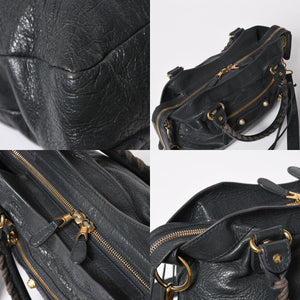 極美品 BALENCIAGA バレンシアガ ザ ファースト ハンドバッグ ショルダーバッグ グレー レザー 285434 ゴールド金具 中古 4a008336