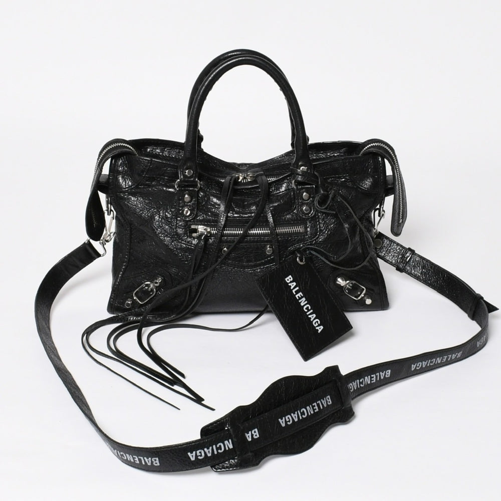 極美品 BALENCIAGA バレンシアガ クラシックシティ ショルダーバッグ 431621 レザー ブラック シルバー金具 中古 4a008318