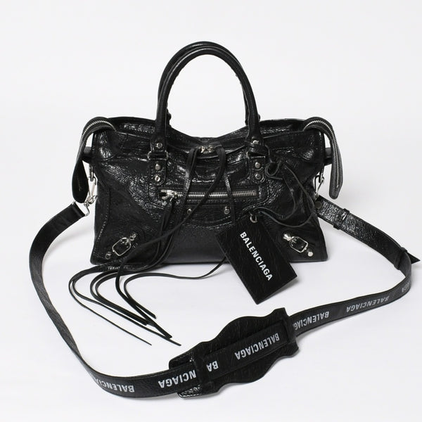 極美品 BALENCIAGA バレンシアガ クラシックシティ ショルダーバッグ 431621 レザー ブラック シルバー金具 中古 4a008318