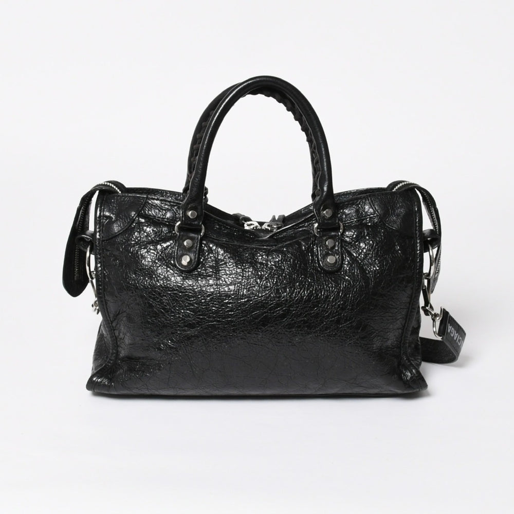極美品 BALENCIAGA バレンシアガ クラシックシティ ショルダーバッグ 431621 レザー ブラック シルバー金具 中古 4a008318