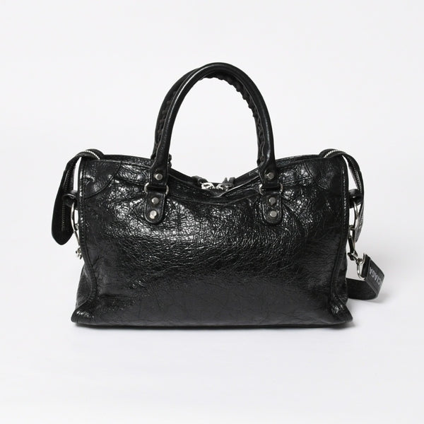 極美品 BALENCIAGA バレンシアガ クラシックシティ ショルダーバッグ 431621 レザー ブラック シルバー金具 中古 4a008318