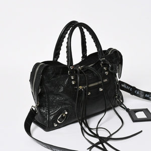極美品 BALENCIAGA バレンシアガ クラシックシティ ショルダーバッグ 431621 レザー ブラック シルバー金具 中古 4a008318