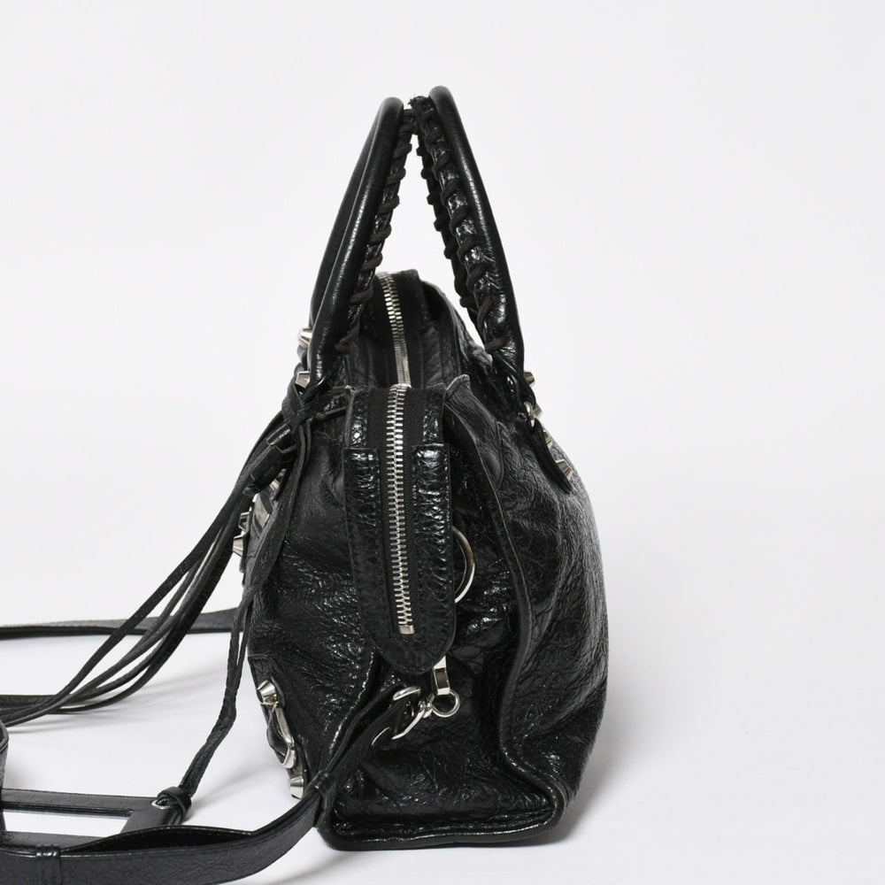 極美品 BALENCIAGA バレンシアガ クラシックシティ ショルダーバッグ 431621 レザー ブラック シルバー金具 中古 4a008318