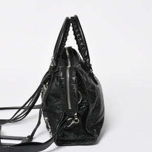 極美品 BALENCIAGA バレンシアガ クラシックシティ ショルダーバッグ 431621 レザー ブラック シルバー金具 中古 4a008318