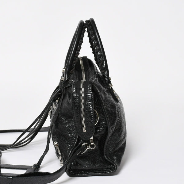 極美品 BALENCIAGA バレンシアガ クラシックシティ ショルダーバッグ 431621 レザー ブラック シルバー金具 中古 4a008318