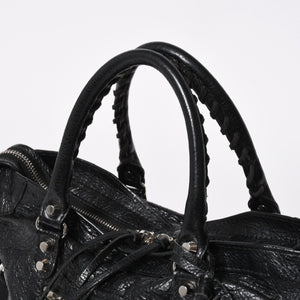 極美品 BALENCIAGA バレンシアガ クラシックシティ ショルダーバッグ 431621 レザー ブラック シルバー金具 中古 4a008318